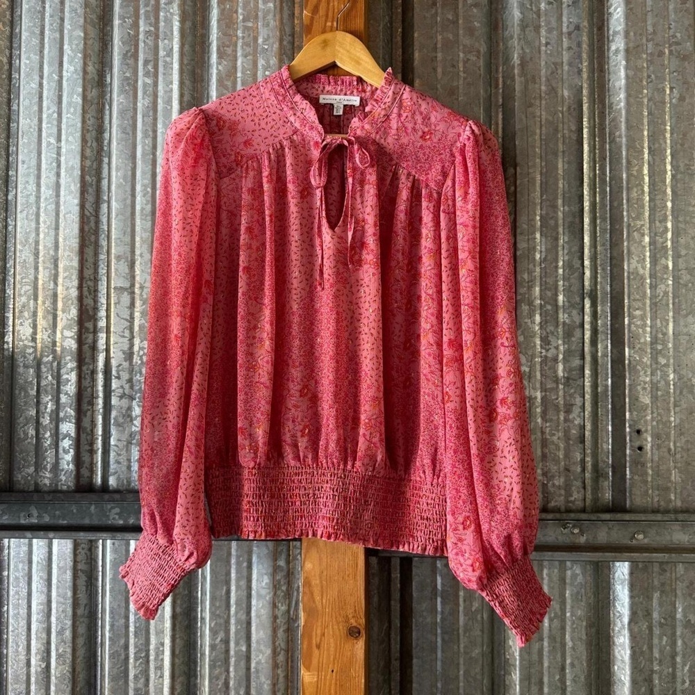 Maison D’ Amelie Paris women’s XS Shimmery multi media long sleeve blouse